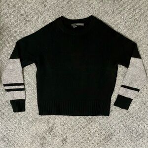 360 Cashmere Black Cashmere Sweater with Gray Sleeves